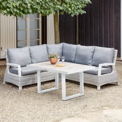 Loungemöbel | Loungesets*SIENA GARDEN Corido Loungesofa | 2-Sitzer mit Armlehne rechts | Rattangeflecht ice-grey