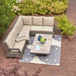 Loungemöbel | Loungesets*SIENA GARDEN Corido Loungesofa | 2-Sitzer mit Armlehne links | Rattangeflecht charcoal-grey