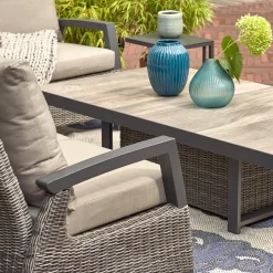 Loungemöbel | Loungesets*SIENA GARDEN Corido Loungesofa | 2-Sitzer mit Armlehne links | Rattangeflecht charcoal-grey