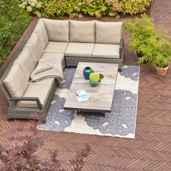 Loungemöbel | Loungesets*SIENA GARDEN Corido Loungesofa | 2-Sitzer mit Ammlehne rechts | Rattangeflecht charcoal-grey