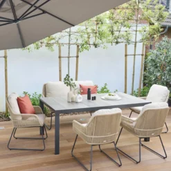 Essgruppen*SIENA GARDEN Gartenmöbelset Silva Gartentisch + 4x Kansas Dining Sessel + 2-Sitzer Dining Bank