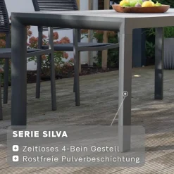 Essgruppen*SIENA GARDEN Gartenmöbelset Silva Gartentisch + 2x Kansas Dining Sessel + 2-Sitzer Dining Bank