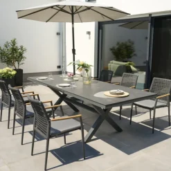 Essgruppen*SIENA GARDEN Gartenmöbelset Sincro Ausziehtisch + 6x Cortina Stapelsessel