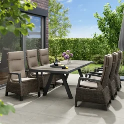 Essgruppen*SIENA GARDEN Gartenmöbelset Tirana Ausziehtisch + 6x Corido Move Gartensessel