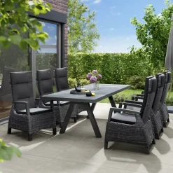 Essgruppen*SIENA GARDEN Gartenmöbelset Tirana Ausziehtisch + 6x Corido Move Gartensessel
