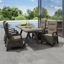 Essgruppen*SIENA GARDEN Gartenmöbelset Tirana Ausziehtisch + 4x Corido Move Gartensessel