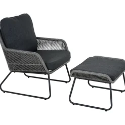 Loungemöbel*SIENA GARDEN Kansas Loungesessel | Rattangeflecht grau