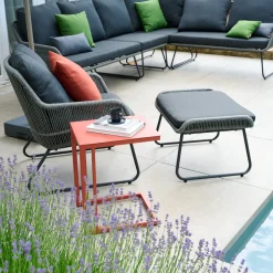 Loungemöbel | Loungesets*SIENA GARDEN Kansas Modul Ottoman | Rattangeflecht dunkelgrau