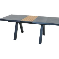 Ausziehtische*SIENA GARDEN Lindos Ausziehtisch | Keramik anthrazit mit Inlay aus Teakholz FSC® 100 %