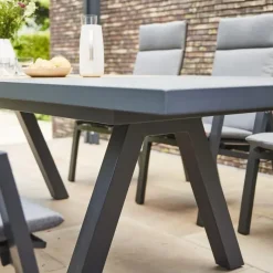 Ausziehtische*SIENA GARDEN Lindos Ausziehtisch | Keramik anthrazit mit Inlay aus Teakholz FSC® 100 %