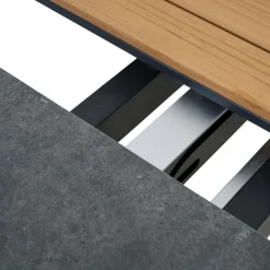 Ausziehtische*SIENA GARDEN Lindos Ausziehtisch | Keramik anthrazit mit Inlay aus Teakholz FSC® 100 %