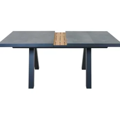 Ausziehtische*SIENA GARDEN Lindos Ausziehtisch | Keramik anthrazit mit Inlay aus Teakholz FSC® 100 %