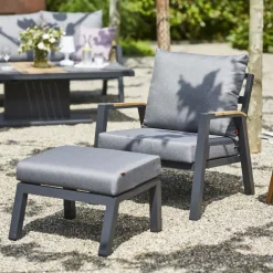 Gartenhocker*SIENA GARDEN Lindos Hocker | Aluminium matt anthrazit