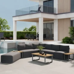 Loungesets*SIENA GARDEN Loungeset Clifton 2x 2-Sitzer Sofa + Ecke + Sessel + Ottoman + 3x Loungetisch