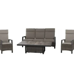 Loungesets*SIENA GARDEN Loungeset Corido Lifttisch + 2x Move Gartensessel + 3-Sitzer-Loungesofa