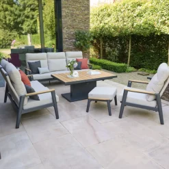 Loungesets*SIENA GARDEN Loungeset Talina Lifttisch + Cortina Loungesessel + 2-Sitzer Loungesofa + 3-Sitzer Loungesofa + Hocker