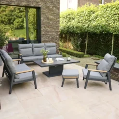 Loungesets*SIENA GARDEN Loungeset Talina Lifttisch + Cortina Loungesessel + 2-Sitzer Loungesofa + 3-Sitzer Loungesofa + Hocker