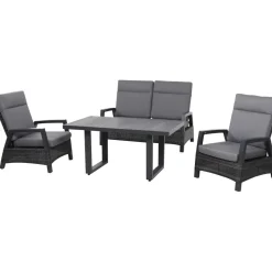 Loungesets*SIENA GARDEN Loungeset Taranto Loungetisch + 2x Loungesessel + 2-Sitzer-Loungesofa