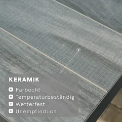 Esstische*SIENA GARDEN Lugano Gartentisch | Keramik anthrazit mit Inlay aus Teakholz FSC® 100 %
