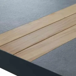 Esstische*SIENA GARDEN Lugano Gartentisch | Keramik anthrazit mit Inlay aus Teakholz FSC® 100 %