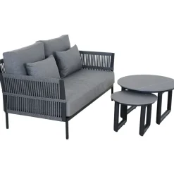 Loungemöbel*SIENA GARDEN Rock Loungesofa | 2-Sitzer | Rope hellgrau mix