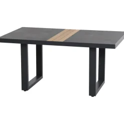 Loungetische*SIENA GARDEN Solea Loungetisch | Keramik anthrazit mit Inlay aus Teakholz FSC® 100 %