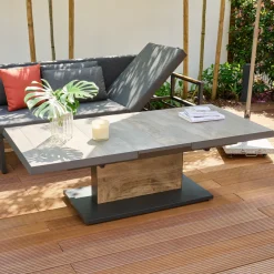 Höhenverstellbare Tische*SIENA GARDEN Talina Lift-Ausziehtisch | Keramik washed-grey