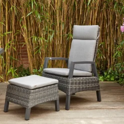 Gartenhocker*SIENA GARDEN Taranto Hocker | Rattangeflecht grau