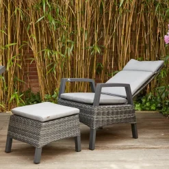 Gartenhocker*SIENA GARDEN Taranto Hocker | Rattangeflecht grau