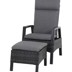 Gartenhocker*SIENA GARDEN Taranto Hocker | Rattangeflecht grau