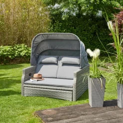 Loungeinseln*SIENA GARDEN Tivas Loungeinsel | Rattangeflecht stone-grey