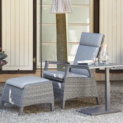 Beistelltische*SIENA GARDEN Toreno Beistelltisch höhenverstellbar | Glas dark concrete