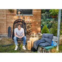 Hängesessel*SIENA GARDEN Yobaya Hängekorb-Set | Polyester Air-Mesh cool black